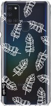 Casetastic Samsung Galaxy A21s (2020) Hoesje - Softcover Hoesje met Design - Feathers Outline Print