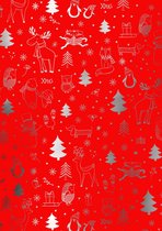 Rood Kerst cadeaupapier All I want- Breedte 30 cm - m lang - Breedte 30  cm