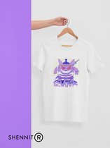 Paars Monster Gengar Gastly Anime Vechters T-Shirt | Cadeau voor Otaku en Weeb | Japan Ojisan Culture Merchandise | Urban Geekchic Style | Wit Maat S