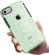 diamanten case geschikt voor Apple iPhone SE 2020 - groen + Glazen screen protector