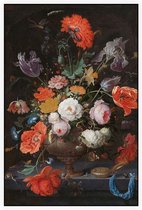 Stilleven met bloemen en een horloge, Abraham Mignon - Foto op Akoestisch paneel - 150 x 225 cm