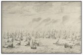 De zeeslag bij Terheide, Willem van de Velde - Foto op Akoestisch paneel - 120 x 80 cm