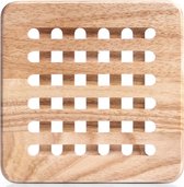 1x Houten pannenonderzetters vierkant 20 cm - Keukenbenodigdheden - Kookbenodigdheden - Pannen/schalen onderzetters van hout