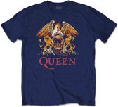 Queen Heren Tshirt -M- Classic Crest Blauw