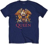 Queen - Classic Crest Heren T-shirt - M - Blauw