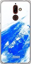 Nokia 7 Plus Hoesje Transparant TPU Case - Blue Brush Stroke #ffffff