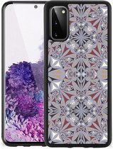 Hoesje Geschikt voor Samsung Galaxy S20 Telefoonhoesje met Zwarte rand Flower Tiles