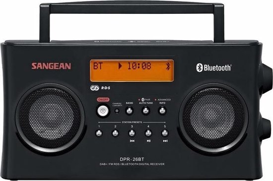 Sangean-DPR-26BT -Draagbare radio met Bluetooth en DAB+ - Zwart