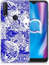 Back Case TPU Siliconen Hoesje Alcatel 1S (2020) Smartphone hoesje Angel Skull Blue
