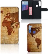 Telefoonhoesje Motorola G8 Power Wallet Bookcase Wereldkaart