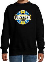 Have fear Sweden is here / Zweden supporter sweater zwart voor kids 7-8 jaar (122/128)