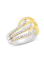 Silver Rose -R2149G-48 -Ring -925 Zilver 14 karat verguld -Cubic Zirkonia