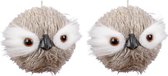 2x Kersthanger figuurtjes uil beige 9 cm - Kerstornamenten en kersthangers - Kerstboomversiering