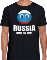 Russia makes you happy landen t-shirt Rusland zwart voor heren met emoticon M