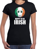 Ierland emoticon Happy to be Irish landen t-shirt zwart dames XL