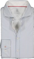 DESOTO slim fit overhemd - stretch tricot - grijsblauw met wit gestreept - Strijkvrij - Boordmaat: 41/42