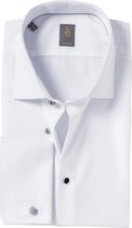 Jacques Britt overhemd - Milano custom fit - dubbele manchet wit - Strijkvriendelijk - Boordmaat: 42