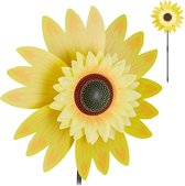 Relaxdays windmolen bloem - tuinsteker zonnebloem - windspinner - tuindecoratie - geel