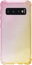 ADEL Siliconen Back Cover Softcase Hoesje Geschikt voor Samsung Galaxy S10 Plus - Kleurovergang Roze Geel
