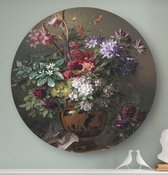 HIP ORGNL Schilderij Stilleven met bloemen in een Griekse vaas - ⌀120cm - Wandcirkel