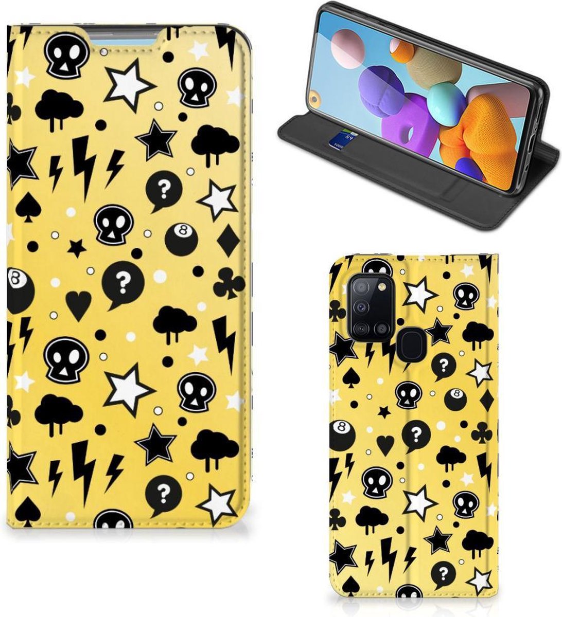 Mobiel BookCase Samsung Galaxy A21s Punk Geel