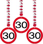 3x pcs Rotor Spirales 30 ans décoration panneaux de signalisation - Accrocher des décorations 30e anniversaire fournitures de fête