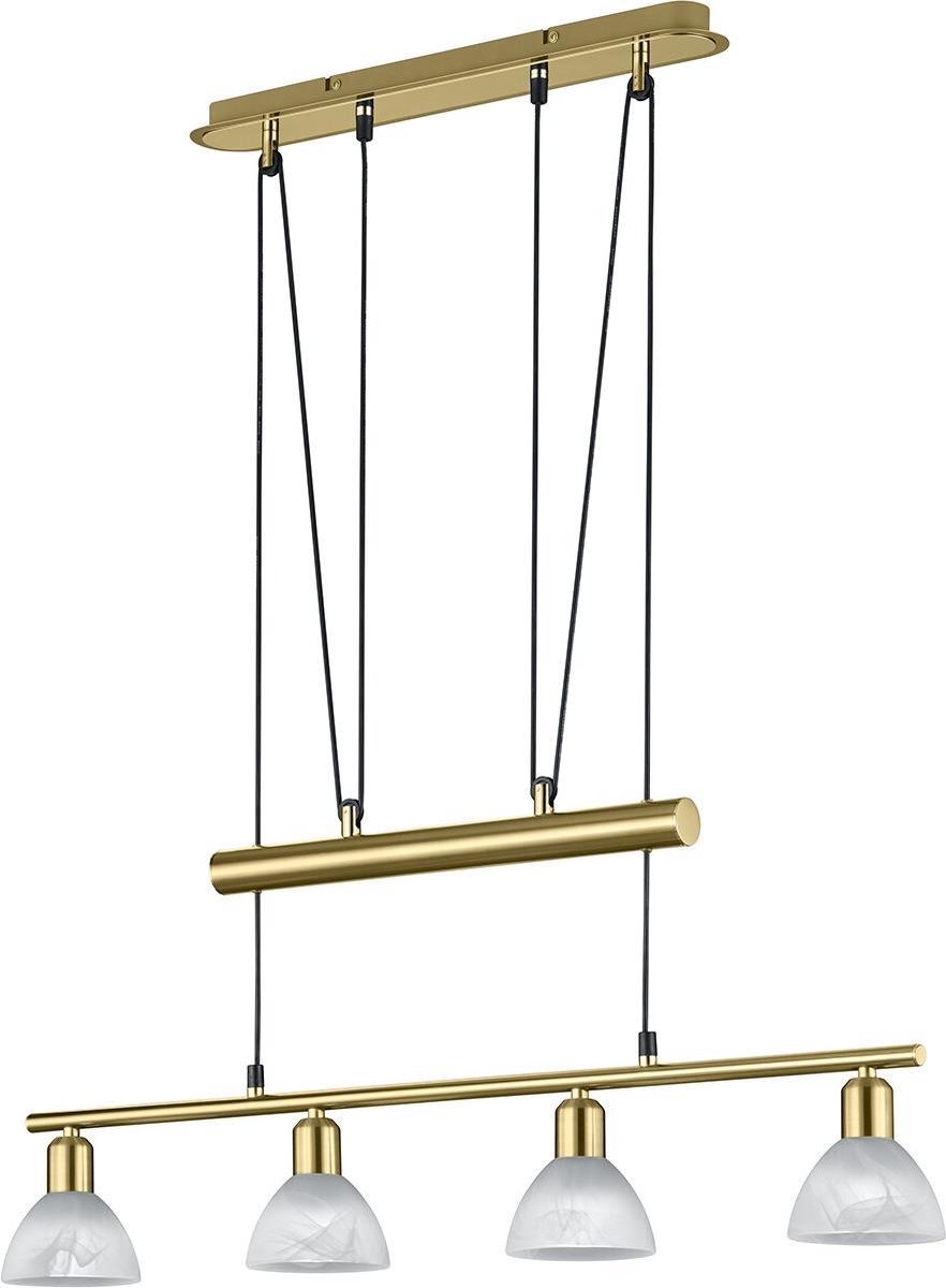 LED Hanglamp - Hangverlichting - Trion Levino - E14 Fitting - Warm Wit 3000K - 4-lichts - Rechthoek - Mat Goud - Aluminium