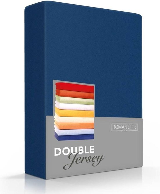 Hoeslaken en jersey double de haute qualité bleu marine | 80/90/100x200/210/220 | Doux et épais | Élastique tout autour