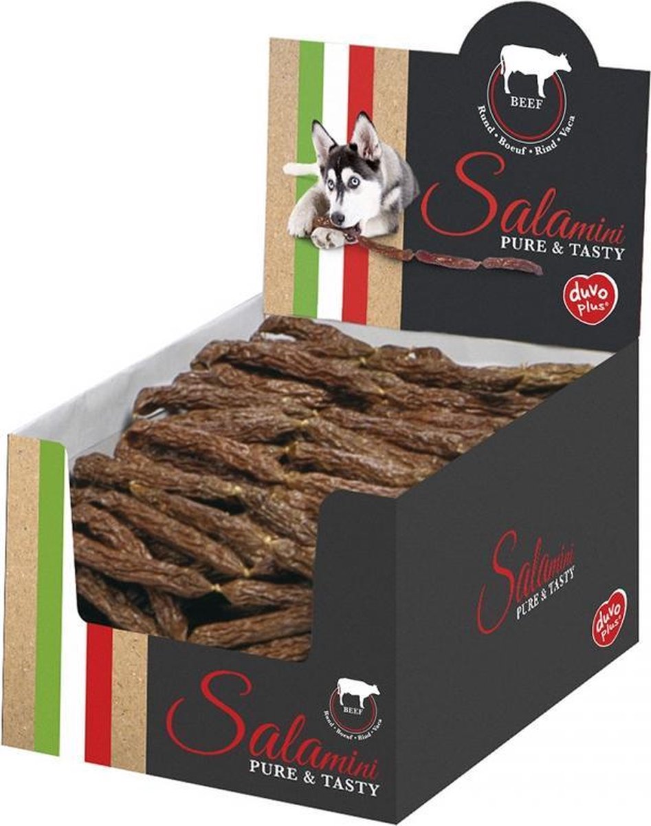 Duvo+ Salamini worstjes met rund 8,5x8,5x1,6cm, prijs voor display met 250 stuks