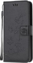 Huawei Y5P Hoesje - Coverup Bloemen & Vlinders Book Case - Zwart