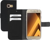 Mobiparts hoesje geschikt voor Samsung Galaxy A3 (2017) - Saffiano Wallet/Portemonnee hoesje - Magneet Sluiting - 3 Opbergvakken - Zwart