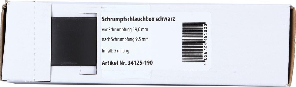 Krimpkous Zwart Ø 19.0 mm Ø 9.5 mm Lengte 5 meter