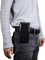 Mannen glanzende textuur draagbare mobiele telefoon terug gesp verticale mouw heuptas lederen tas voor 6,3 inch of lager smartphones (zwart)