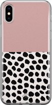 iPhone X/XS hoesje siliconen - Stippen roze | Apple iPhone Xs case | TPU backcover transparant