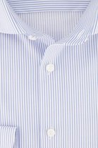 OLYMP Level 5 body fit overhemd - lichtblauw met wit gestreept twill - Strijkvriendelijk - Boordmaat: 38