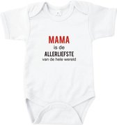 Rompertjes baby met tekst - Mama is de allerliefste van de hele wereld - Romper wit - Maat 74/80