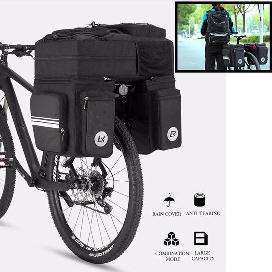 Decopatent® XL Double Sacoches de vélo - 3 en 1 - Imperméable avec housse de pluie - Bike Bag sacoches - Bike Charge personnelle sur le porte-bagages