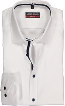 MARVELIS body fit overhemd - wit twill (contrast) - Strijkvriendelijk - Boordmaat: 38