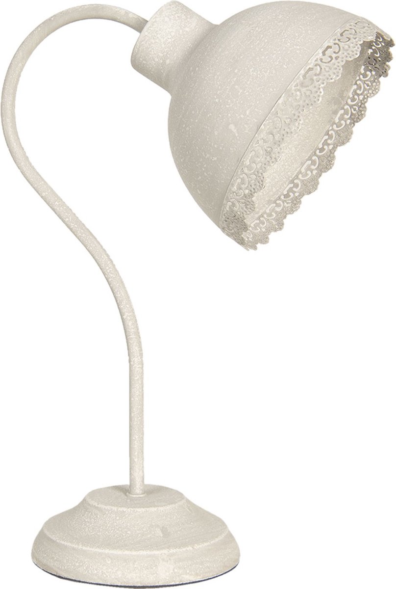 Clayre & Eef Bureaulamp 15x25x35 cm Beige Ijzer Kunststof Rond Tafellamp