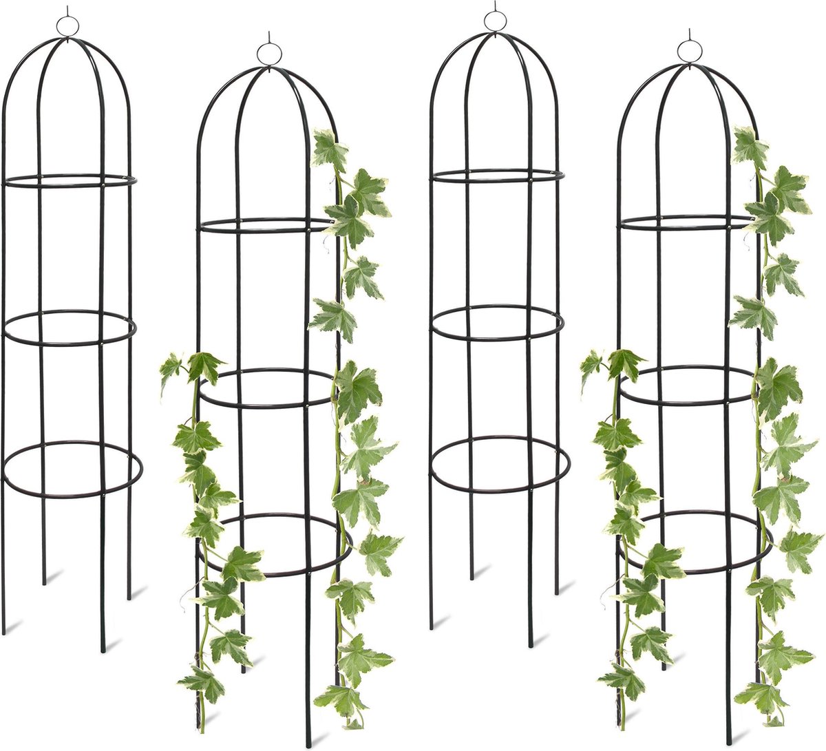 Relaxdays 4 x rankhulp vrijstaand – obelisk metaal – rozen – ranken – plantenrek tuin