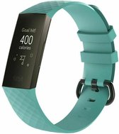 Siliconen Smartwatch bandje - Geschikt voor  Fitbit Charge 4 silicone band - aqua - Maat: S - Horlogeband / Polsband / Armband