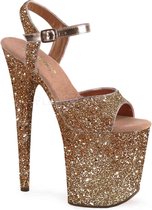 Pleaser Sandaal met enkelband, Paaldans schoenen -37 Shoes- FLAMINGO-810LG Paaldans schoenen Goudkleurig/Champagne