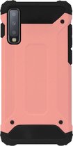 WLONS Rubber Kunststof Bumper Case Hoesje Geschikt voor Samsung Galaxy A7 (2018) - Goudroze