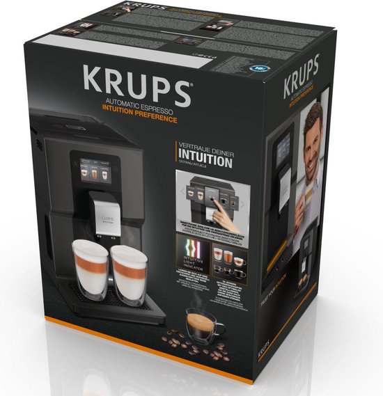 Doos van de Krups Intuition volautomaat met afbeeldingen van de machine.