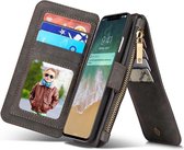 CASEME - Apple iPhone X Retro Removable Wallet Case - Zwart