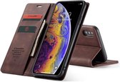 CASEME - Apple iPhone X/XS Retro Wallet Case - Koffie