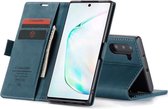 CASEME - Samsung Galaxy Note 10 Retro Wallet Case - Blauw