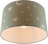 Olucia Stars - Kinderkamer plafondlamp - Groen/Wit - E27