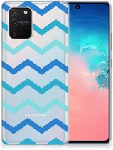 Telefoon Hoesje Geschikt voor Samsung Galaxy S10 Lite Siliconen Back Cover Zigzag Blauw