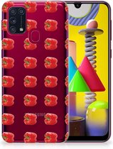 GSM Hoesje Geschikt voor Samsung Galaxy M31 Smartphonehoesje Transparant Paprika Red